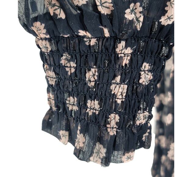 Anthropologie Calligraphie Floral Sheer‎ Ruffle Blouse Large Victorian Romantic - Picture 8 of 8